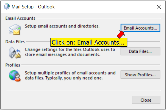 Setting a profile on Outlook 2016 and lower