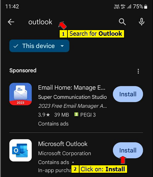 Setting up TAUEX on Outlook on Android