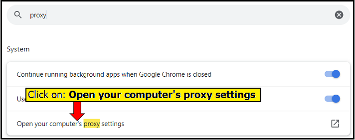 Cancel Proxy settings in Chrome browser