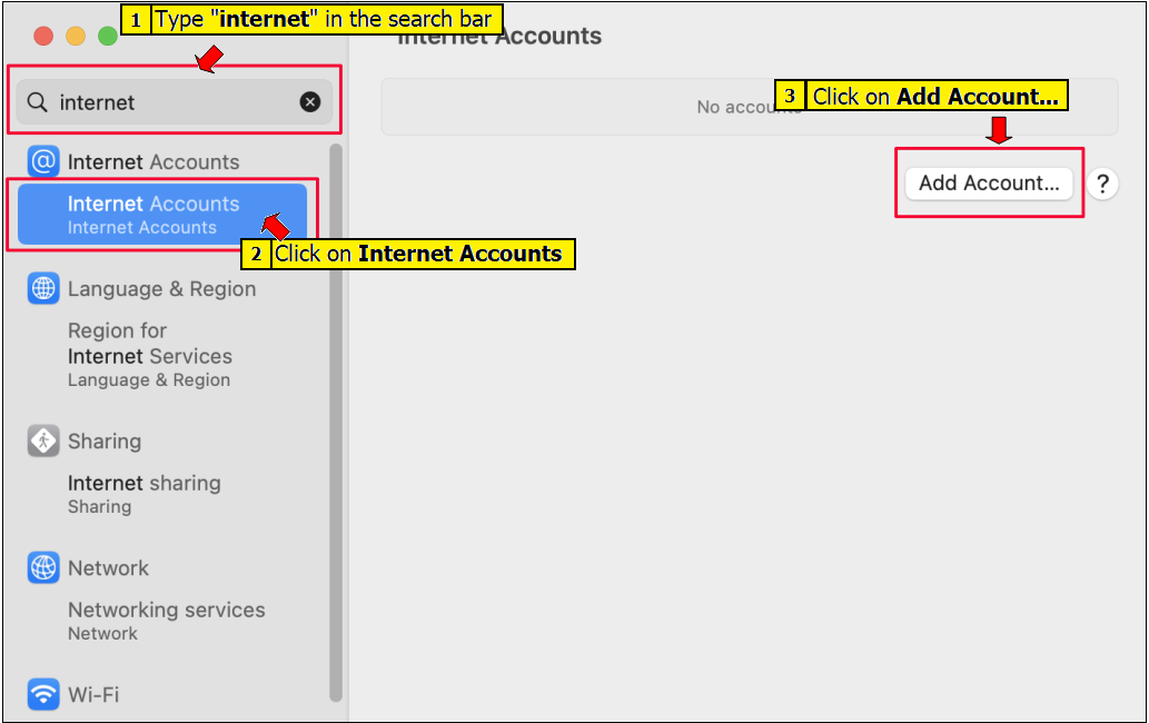 Set up TAUEX account on Apple MAIL OS13 or higher
