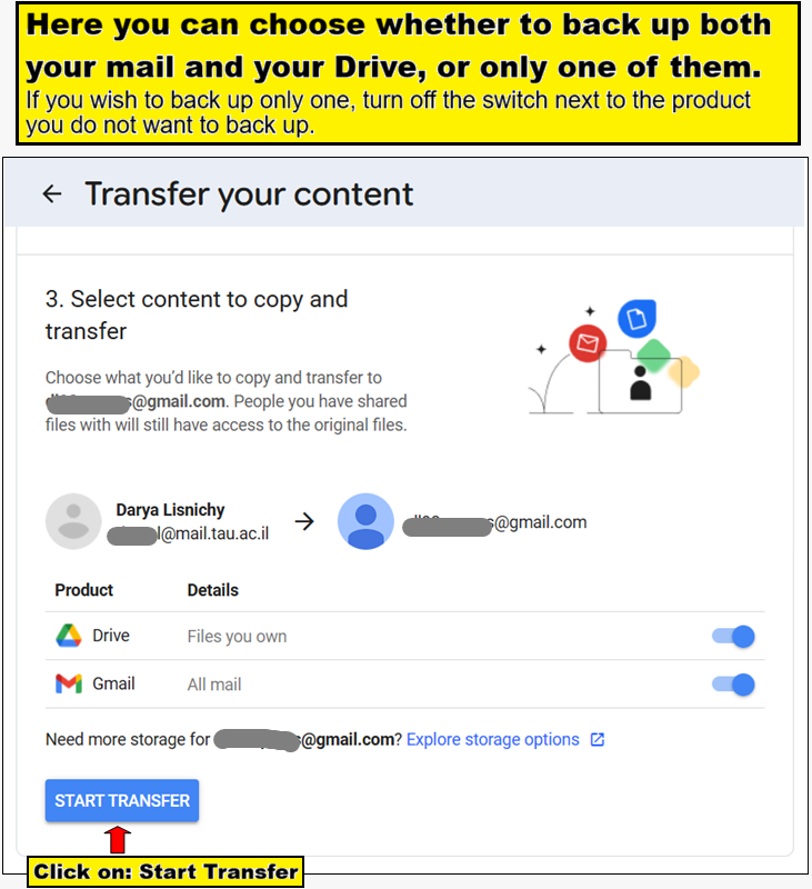 Backup emails from mail server to private Gmail account