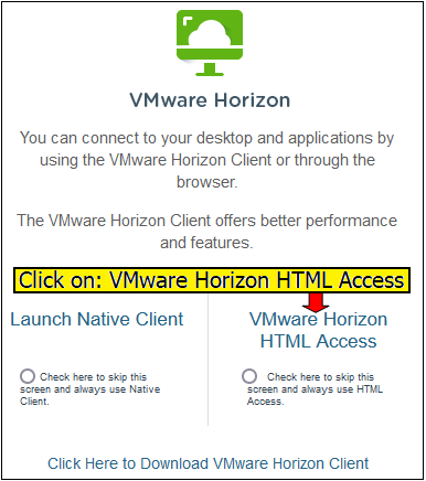 Access to VMware Horizon via HTML
