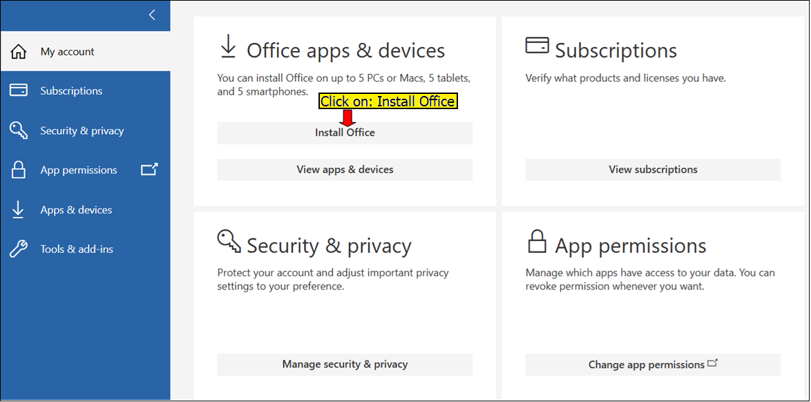 Install free Office365 for Staff